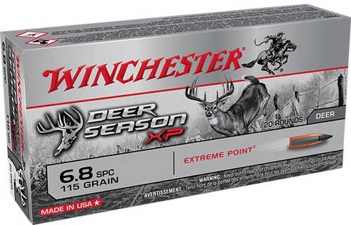Winchester Deer Season XP <span style="font-weight:bolder; ">6.8</span> <span style="font-weight:bolder; ">SPC</span> 115 Grain Extreme Point 2625 fps 20 Rounds